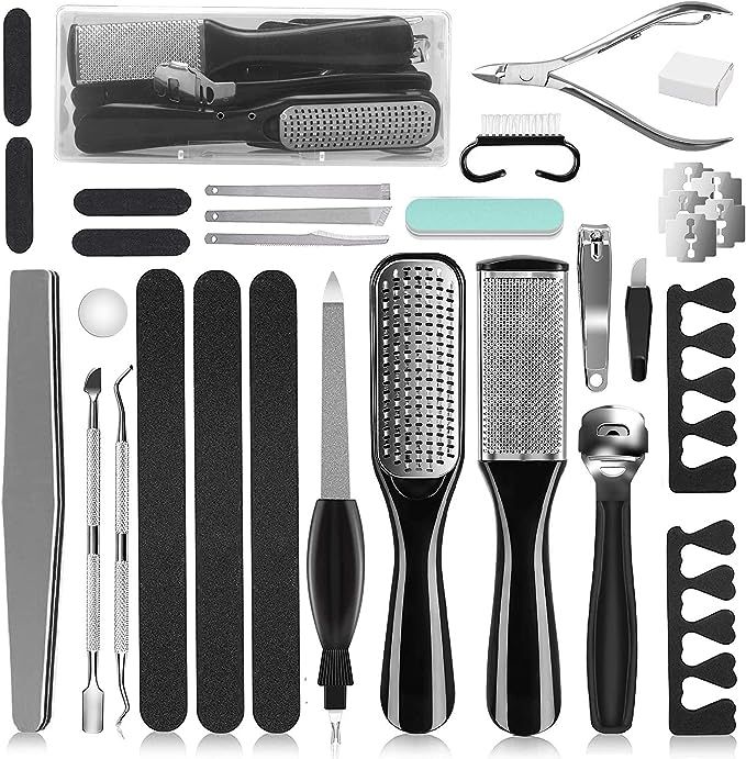 Professional Pedicure Tools Set, 26 in 1 Stainless Steel Foot Care Kit Foot Rasp Dead Skin Remove... | Amazon (US)