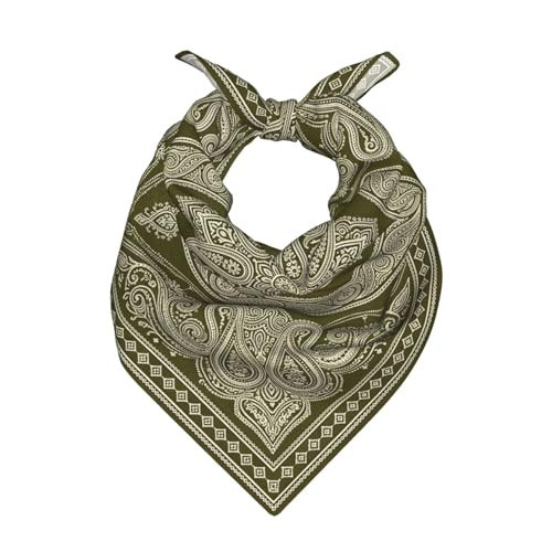 Keeawou Paisley Green Square Neck Scarf Bandana Women Silk Satin Headscarf | Amazon (US)