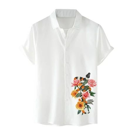 Ziloco Long Sleeve Turndown Collar Blouse & Shirt Mens White Tee Shirts Men Casual Patchwork Buttons | Walmart (US)