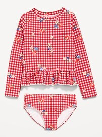 Printed Long-Sleeve Rashguard Swim Top Set for Toddler Girls | Old Navy (US)