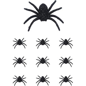 10Pcs Glitter Spider Halloween Decorations, Multi-Color Plastic Spiders Prank Decor Halloween Pra... | Amazon (US)