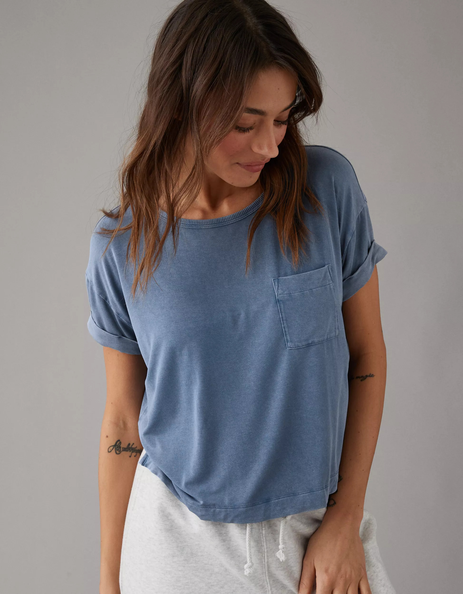 AE Soft & Sexy Oversized Short-Sleeve Pocket T-Shirt | American Eagle Outfitters (US & CA)