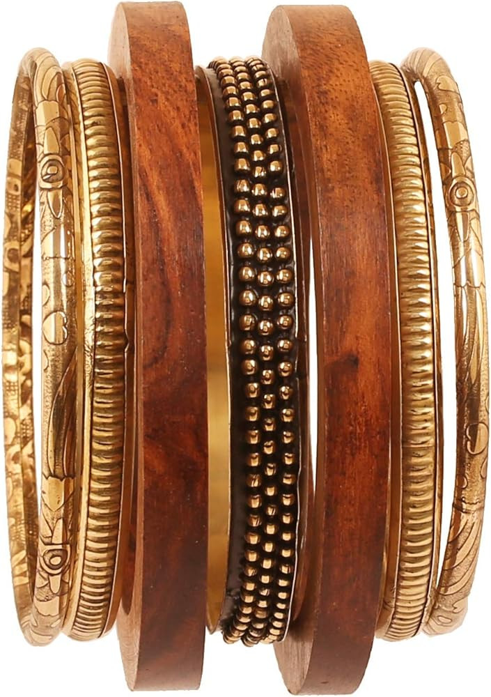 Touchstone wooden women wood jewelry african bangle bracelets gold bangles brown boho accessories... | Amazon (US)