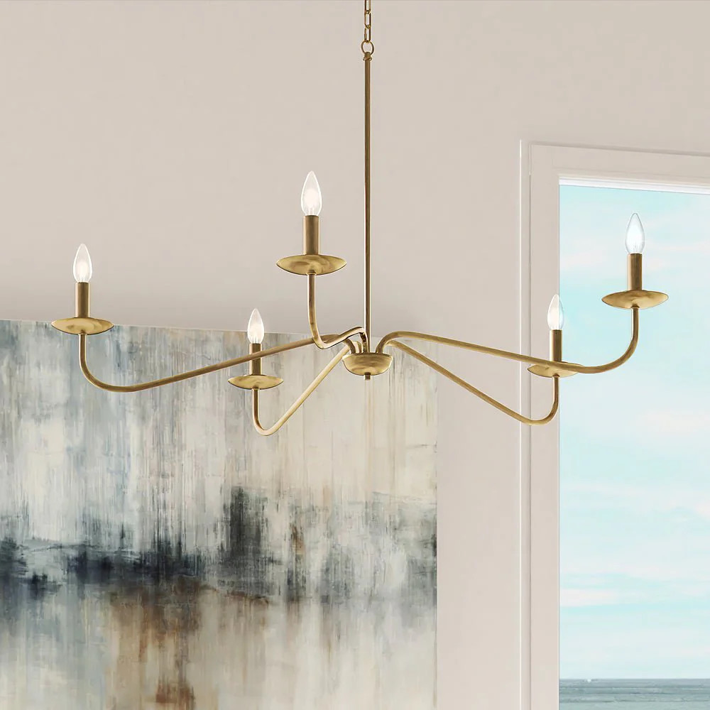 ULB2061 New Traditional Chandelier, 12''H x 41''W, Brushed Gold Finish, Lygos Collection | Urban Ambiance, Inc.