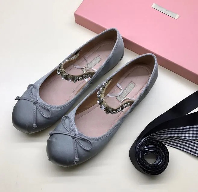 Miu 2022 new ballet shoes women satin bow comfort and leisure loafer flat Dance shoe ladies girl ... | DHGate