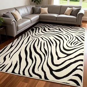YIHOUSE 5×7 Ft Area Rugs for Living Room: Modern Washable Rug - Abstract Black and Cream White R... | Amazon (US)