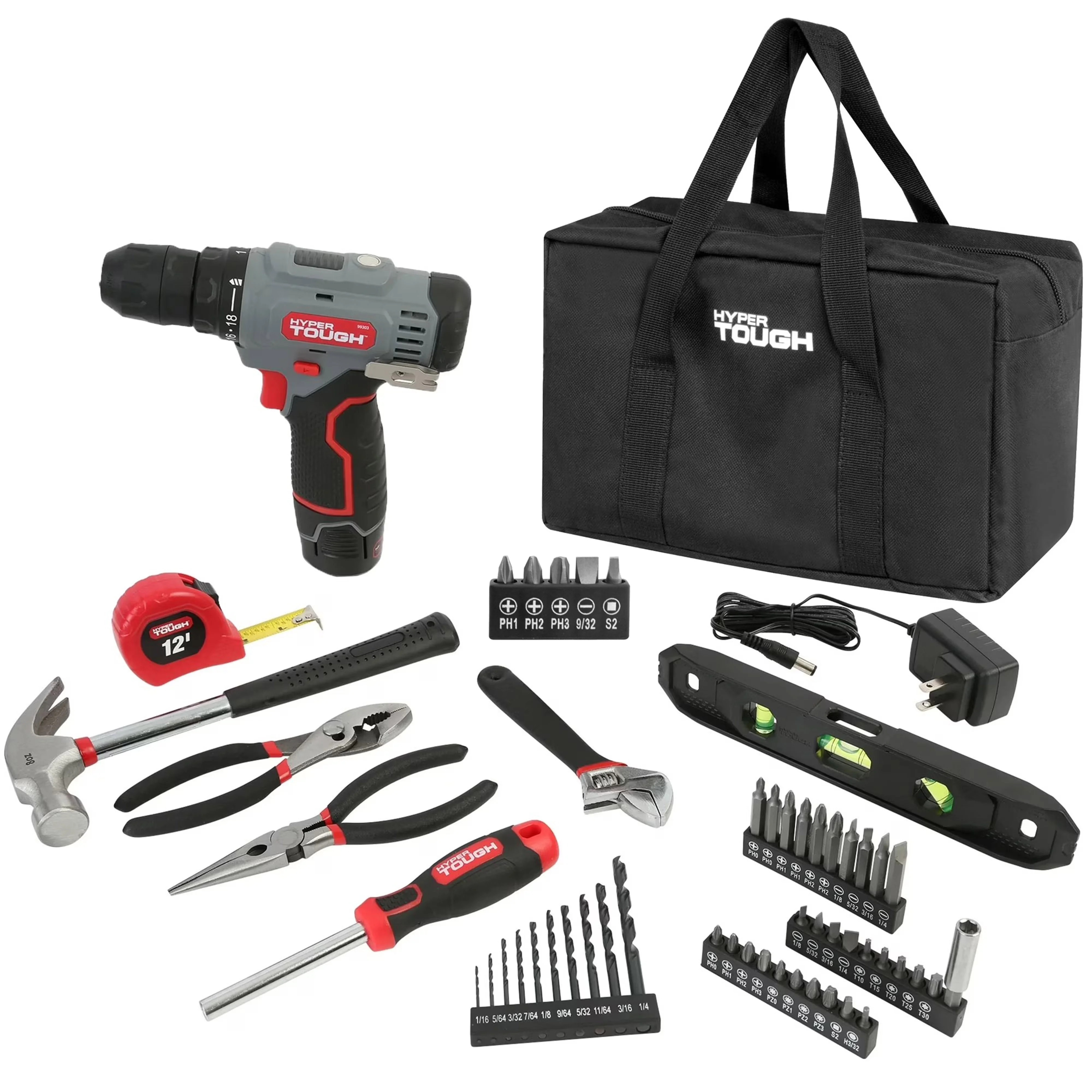 Hyper Tough 12V Max Cordless Drill Project Kit, 55-Piece | Walmart (US)