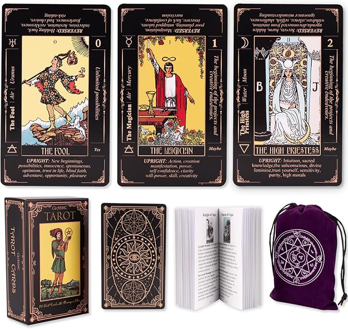 Tarot Cards for Beginners, Classic Tarot Cards with Meanings on Them, Durable Tarot Cards with Gu... | Amazon (US)