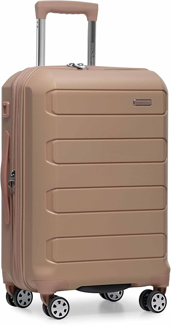 Traveler's Choice Pagosa Hardshell Expandable Luggage with Spinner Wheels, Latte Beige, 22-Inch C... | Amazon (US)