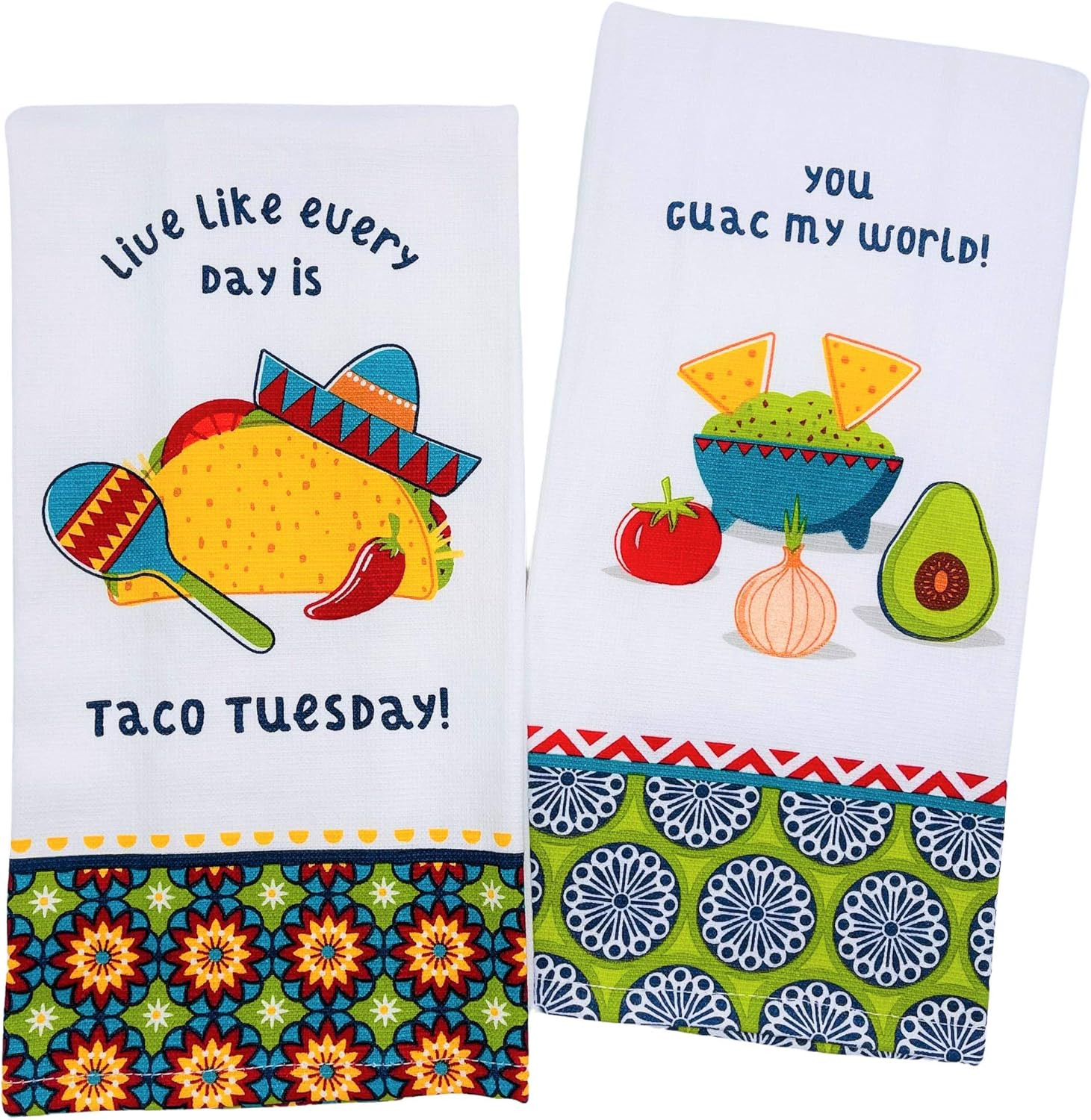 Kay Dee Live Like Every Day is Taco Tuesday & You Guac My World Kitchen Towels, Set of 2 Colorful... | Amazon (US)