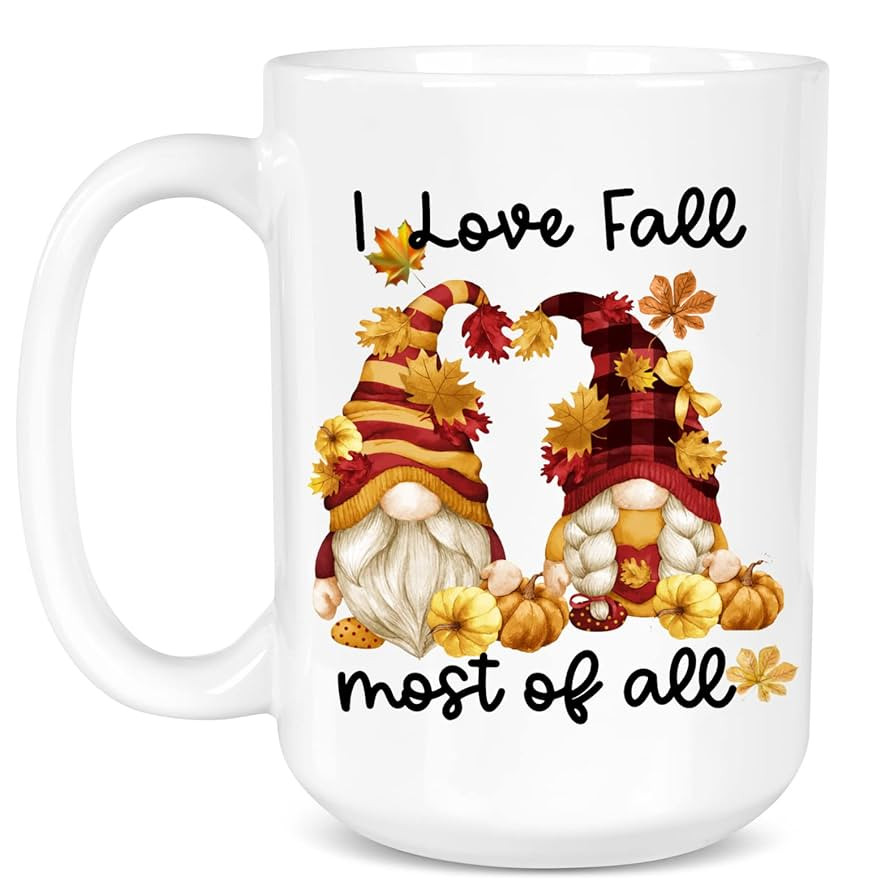 I Love Fall Most Of All Gnome Mug, Fall Autumn Season Coffee Cup, Pumpkin Spice Gift for Mom Best... | Amazon (US)