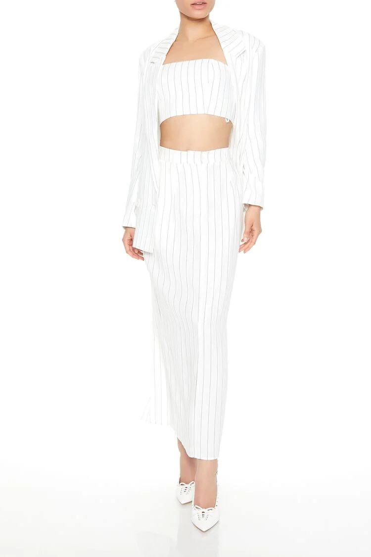 Pinstriped Maxi Slit Skirt | Forever 21