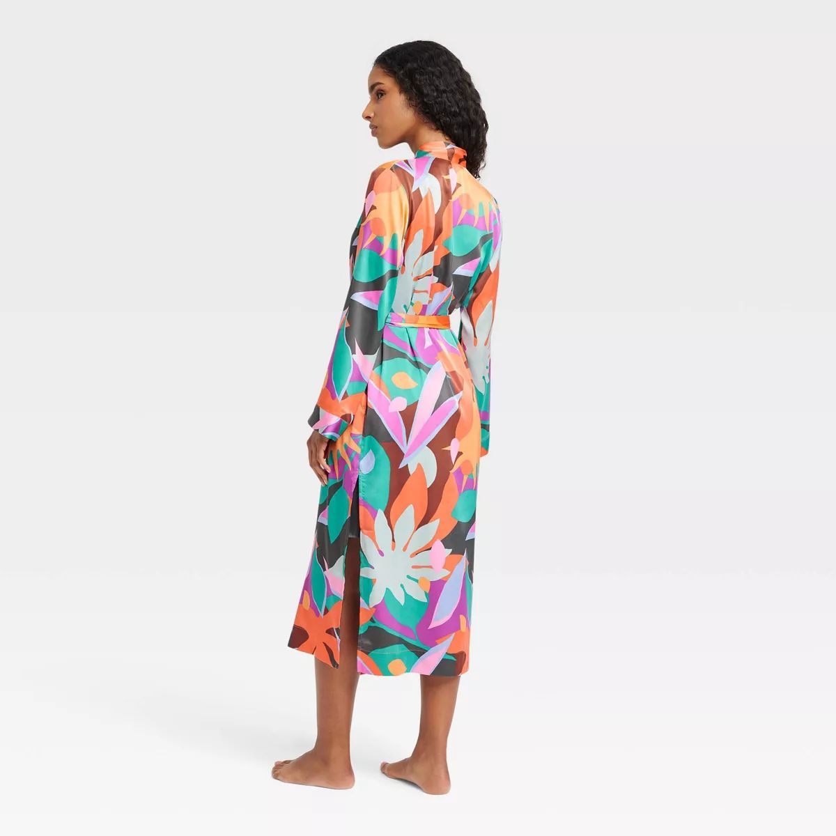 Women's Long Satin Robe - Stars Above™ Tropical/Floral | Target