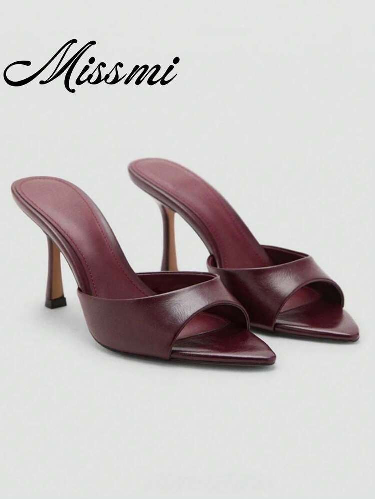 Burgundy Mule Heels | SHEIN