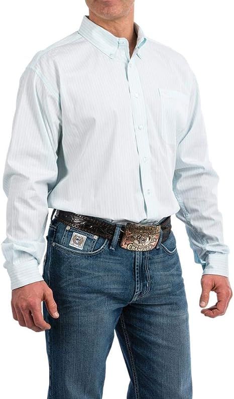Cinch Men's Classic Fit Long Sleeve Button One Open Pocket Stripe Shirt | Amazon (US)