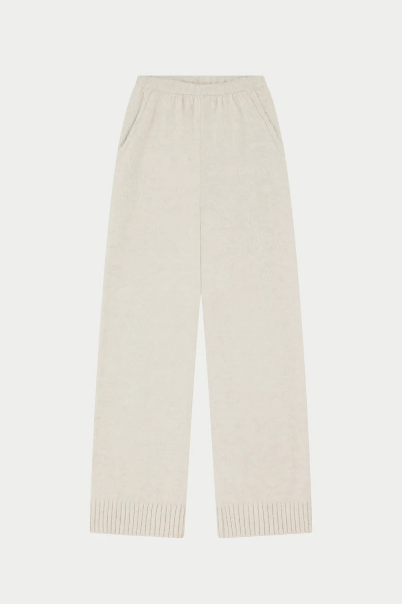 EMBLEM EMBROIDERED KNIT JOGGERS - OAT | The Couture Club