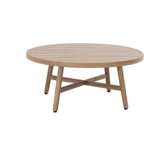Hampton Bay Aspenwood Brown Round Metal Outdoor Coffee Table A209026800 - The Home Depot | The Home Depot