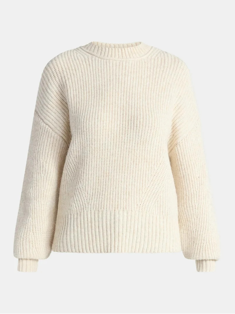 Time and Tru Women's Shaker Stitch Mock Neck Sweater, Midweight, Sizes XS-XXXL | Walmart (US)