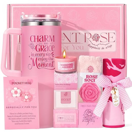 Gift Set for Women Self Care - Pink Birthday Gifts Basket for Women Best Friend Sister Daughter M... | Amazon (US)