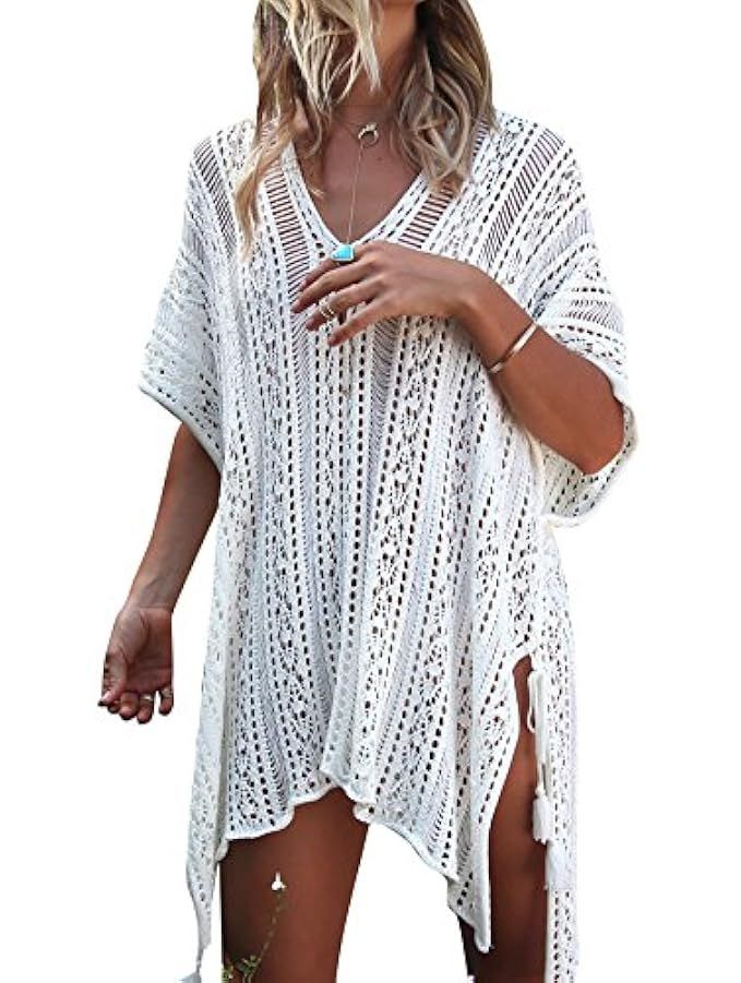 Jeasona Women’s Bathing Suit Cover up Beach Bikini Swimsuit Swimwear Crochet Dress | Amazon (US)
