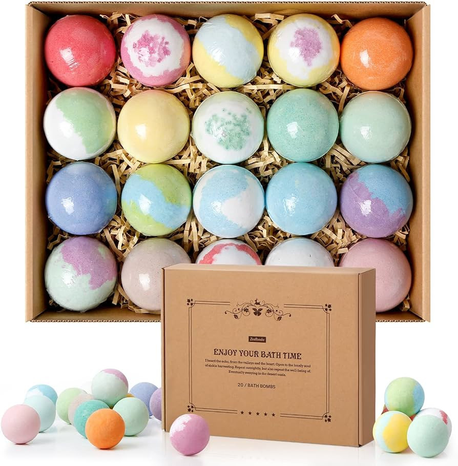 ZenBombs Bath Bombs Gift Set, 20 pcs Natural Shea Butter & Safe Oil Bath Bomb for Skin Moisturizi... | Amazon (US)
