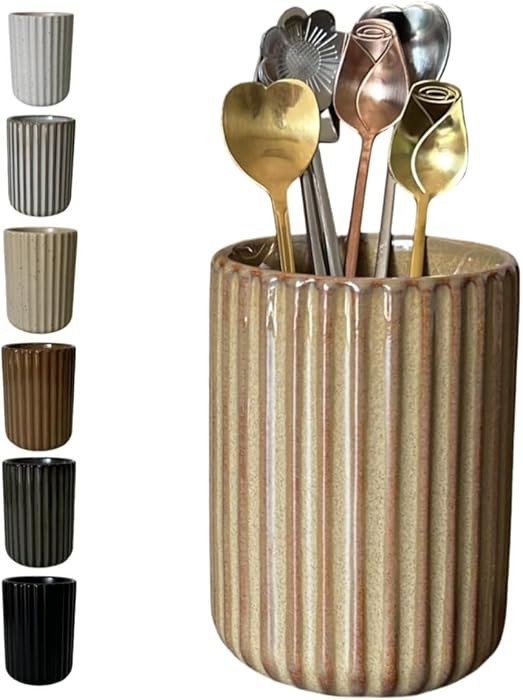 Stoneware Coffee Bar Utensil Holder Tea & Coffee Spoon & Stirrer Holder for Stir Stick Straw Teas... | Amazon (US)