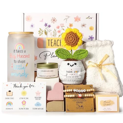 MHSMHL Teacher Gifts for Women, Teacher Appreciation Gift, Teacher's Christmas Gifts, Thank You Gift for Teachers Bulk basket Back to School End of Year for Christmas Thanksgiving with 16oz Glass Cup | Amazon (US)