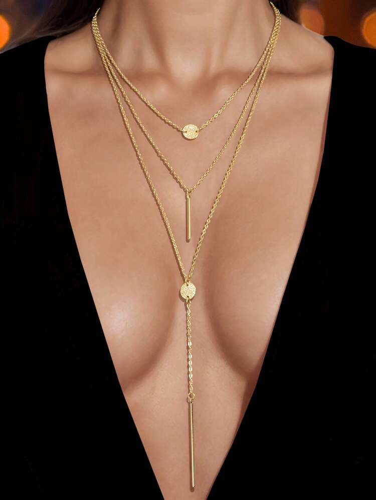 1pc Fashionable Multi-Layer Chains Long Necklace | SHEIN