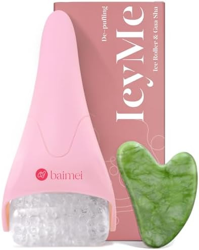 BAIMEI IcyMe Ice Roller for Face and Gua Sha Facial Tool Set, Ice Face Roller Reduces Puffiness R... | Amazon (US)