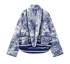 Omoone Women's Cropped Floral Quilted Jacket Cardigan Printed Lightweight Open Front Padded Puffe... | Amazon (US)