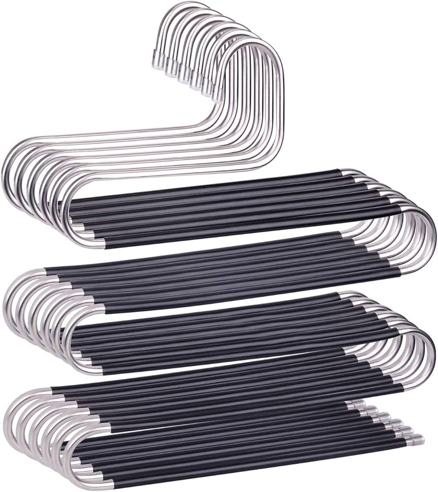 devesanter Pants Hangers Space Save Non-Slip 6 Pack S-Shape Trousers Hangers Stainless Steel Clot... | Amazon (US)