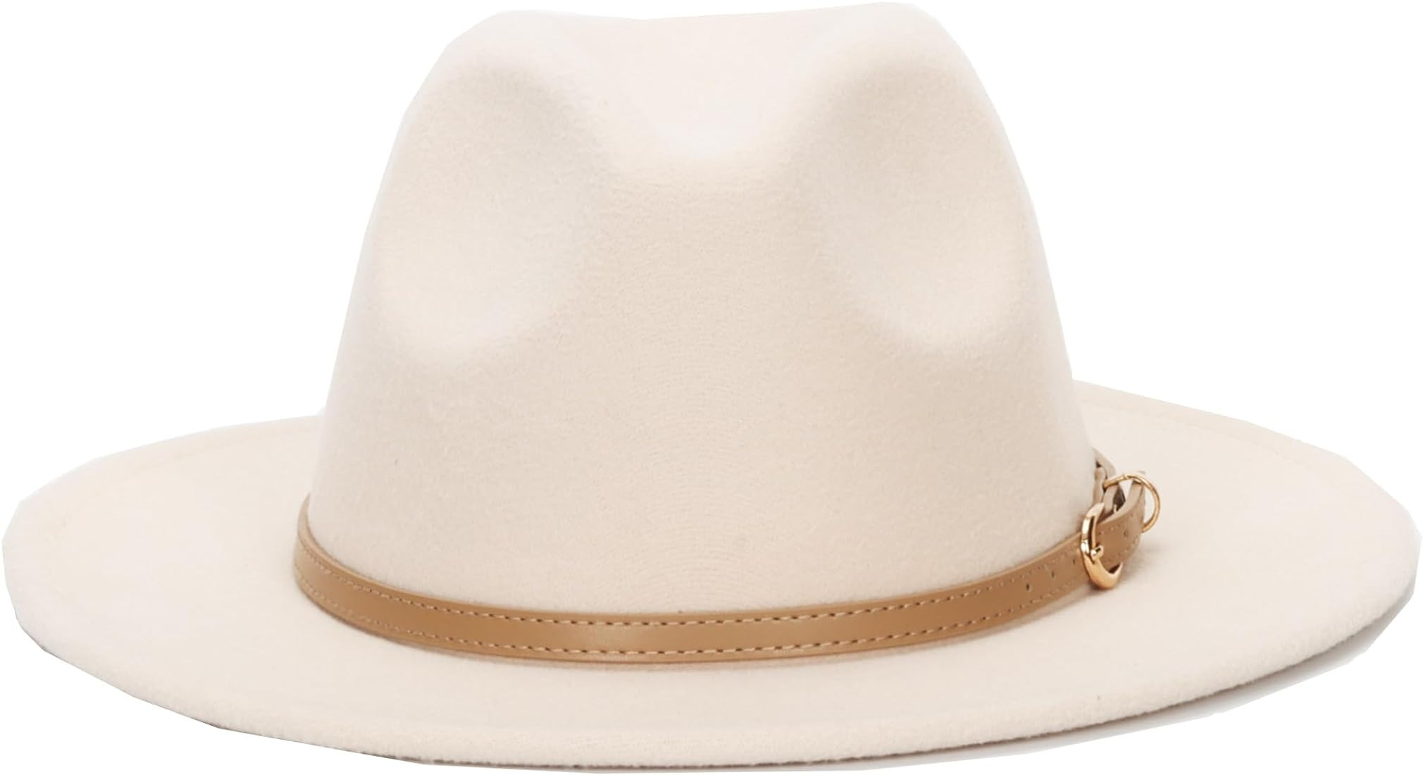 Womens Fedora-Floppy Vintage-Jazz-Hat - Wide Brim Felt Hat with Belt Buckle Panama Hat | Amazon (US)
