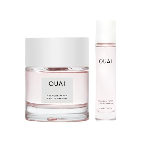 OUAI Melrose Place Eau de Parfum Set - Elegant Womens Perfume for Everyday Wear - Fresh Floral Scent, Notes of Champagne, Bergamot & Rose with Hints of Cedarwood & Lychee (2 Count, 0.34 Oz/1.7 Oz) | Amazon (US)