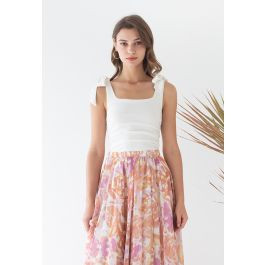 Ruched Side Tie-Bow Crop Cami Top in White | Chicwish