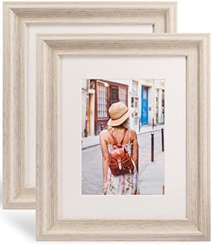 GraduationMall 8x10 Wood Picture Frames,Display Photos 5x7 with Mat or 8x10 Without Mat,Real Glass,W | Amazon (US)