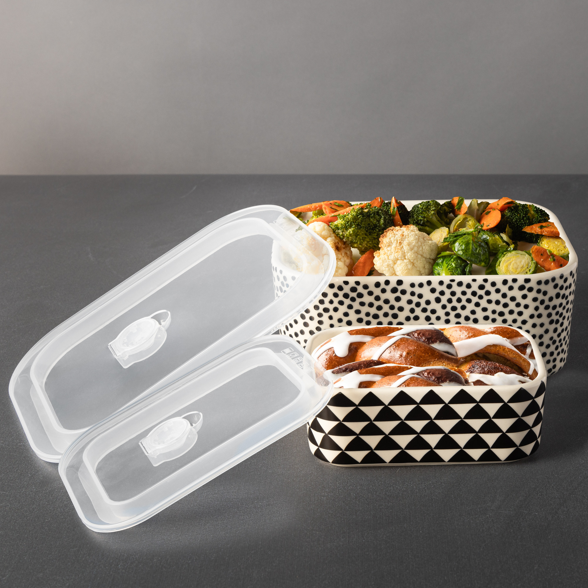 Thyme & Table 4-piece Square Ceramic Baking Dish & Lid Set, Dot | Walmart (US)