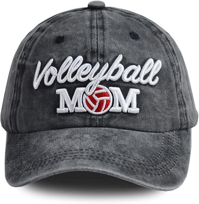 Distressed Volleyball Mom Baseball Cap for Women, Adjustable Washed Embroidered Sun Hat for Mama | Amazon (US)