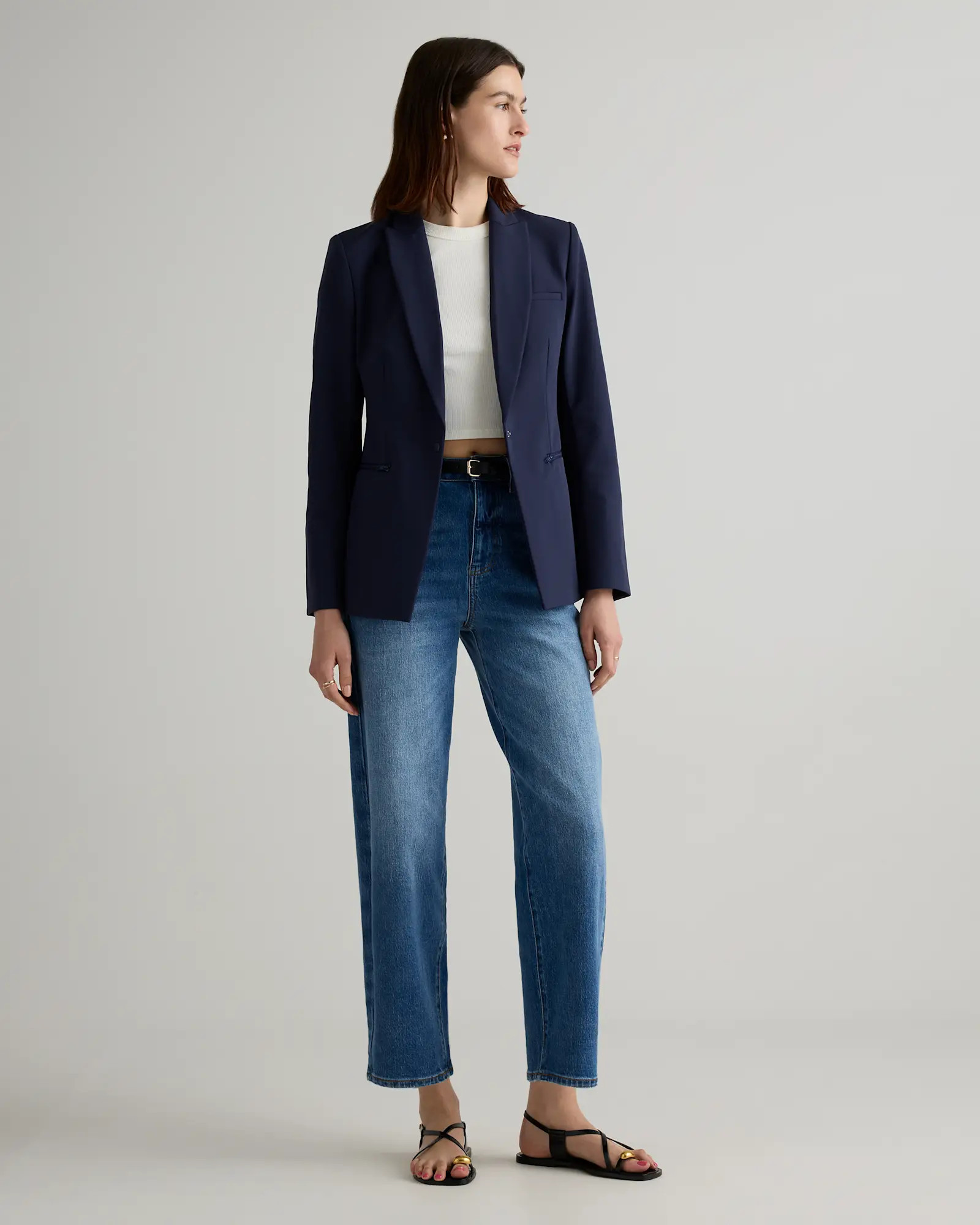 Scuba Single-Breasted Convertible Blazer in Deep Navy | Quince