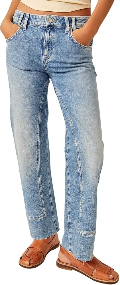 Free People Women's Risk Taker High-Rise Straight | Amazon (US)