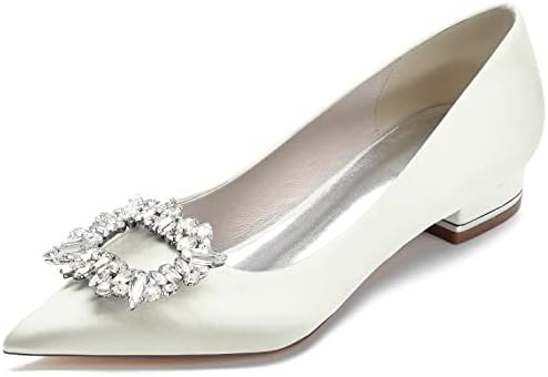 Pointed Toe Wedding Flats for the Bride Rhinestones Satin Bridal Flats Slip on Prom Evening Party... | Amazon (US)