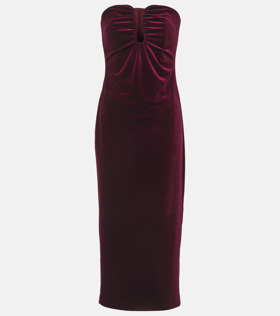Strapless velvet midi dress | Mytheresa (UK)