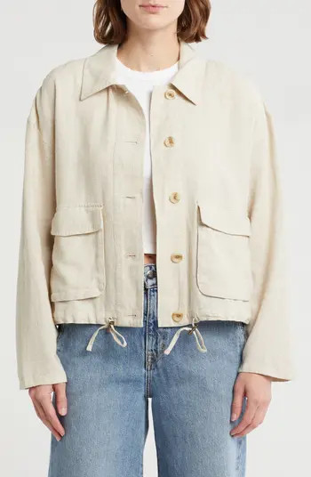 Caslon® Linen Blend Utility Shirt Jacket | Nordstromrack | Nordstrom Rack