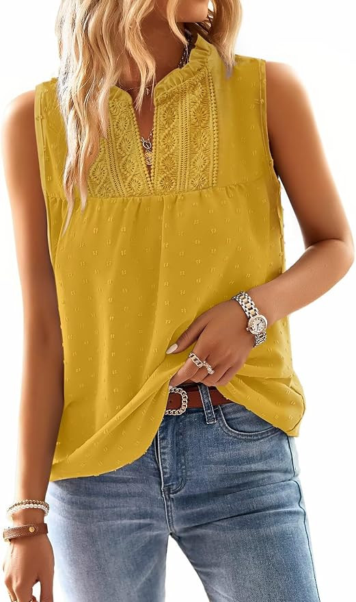 Falechay Womens Summer Tops V Neck Blouses for Women Boho Clothing Dressy Casual Flowy Lace Sleev... | Amazon (US)