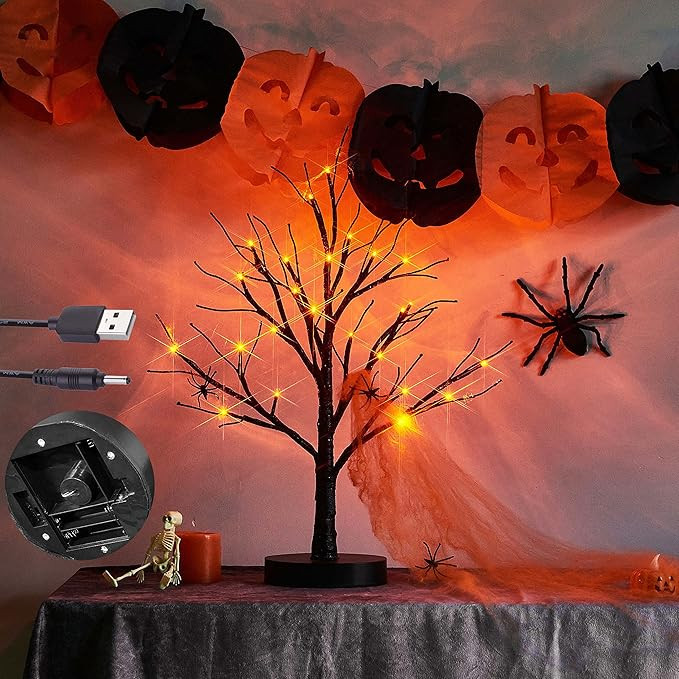 LITBLOOM Lighted Spooky Halloween Tree with Timer Battery Operated or USB Plug in, Pre-lit Black ... | Amazon (US)