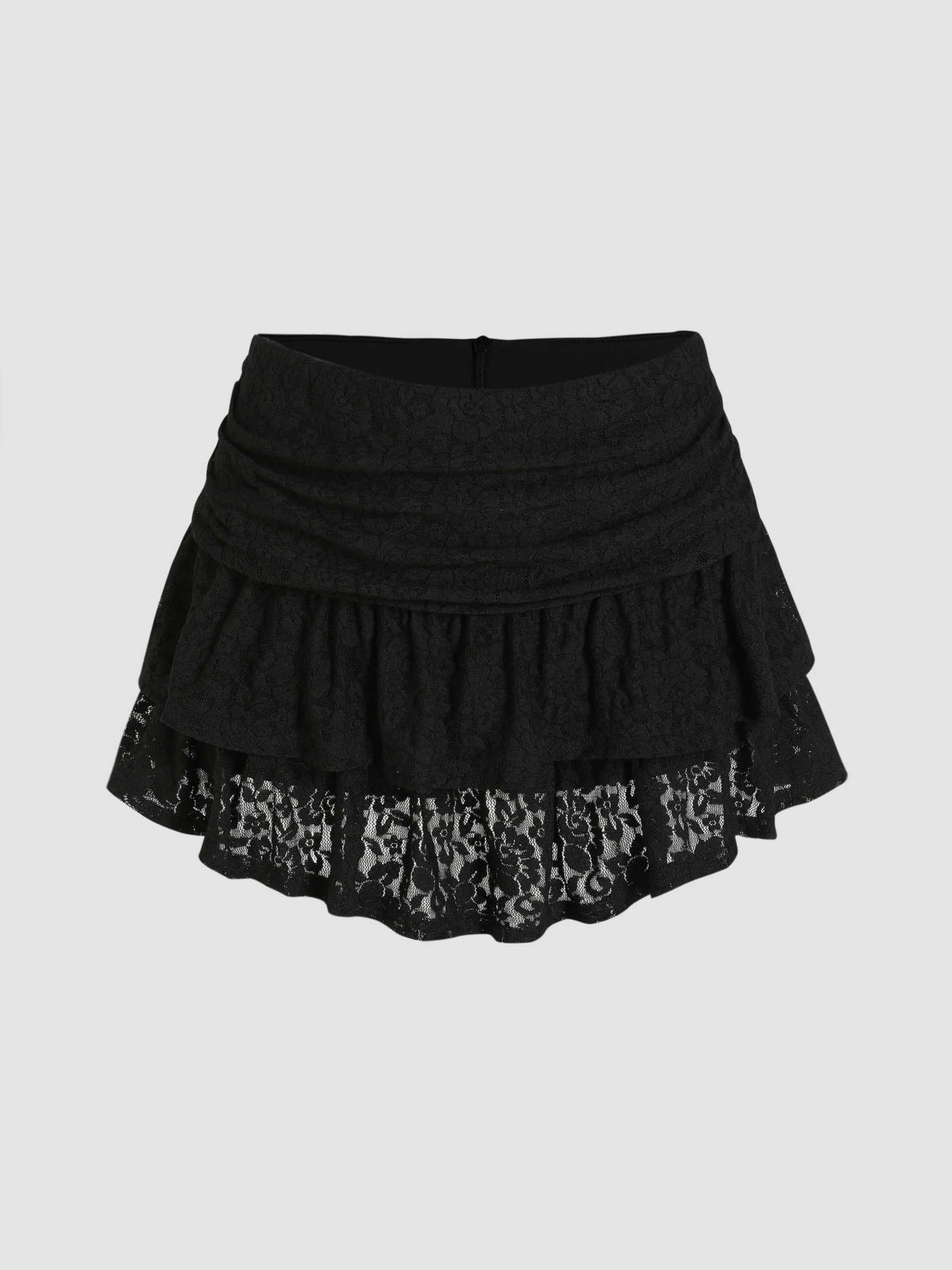 Ruched Floral Lace Layered Mini Skort | Cider