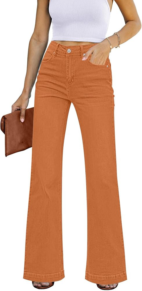 GRAPENT Womens Flare Jeans High Waisted Wide Leg Baggy Jean for Women Stretch Denim Pants | Amazon (US)