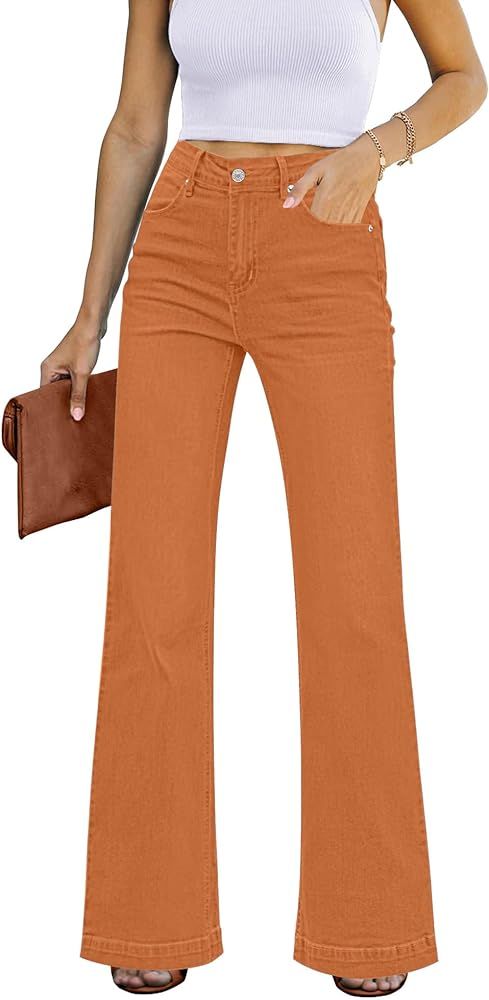 GRAPENT Womens Flare Jeans High Waisted Wide Leg Baggy Jean for Women Stretch Denim Pants | Amazon (US)