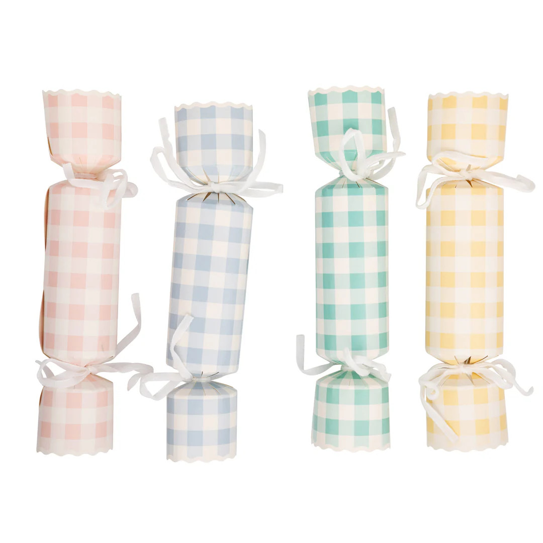 Pastel Gingham Party Crackers (12ct) | My Mind's Eye