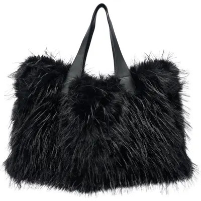 Azalea Wang Confidante Faux Fur Handbags in Navy at Nordstrom | Nordstrom