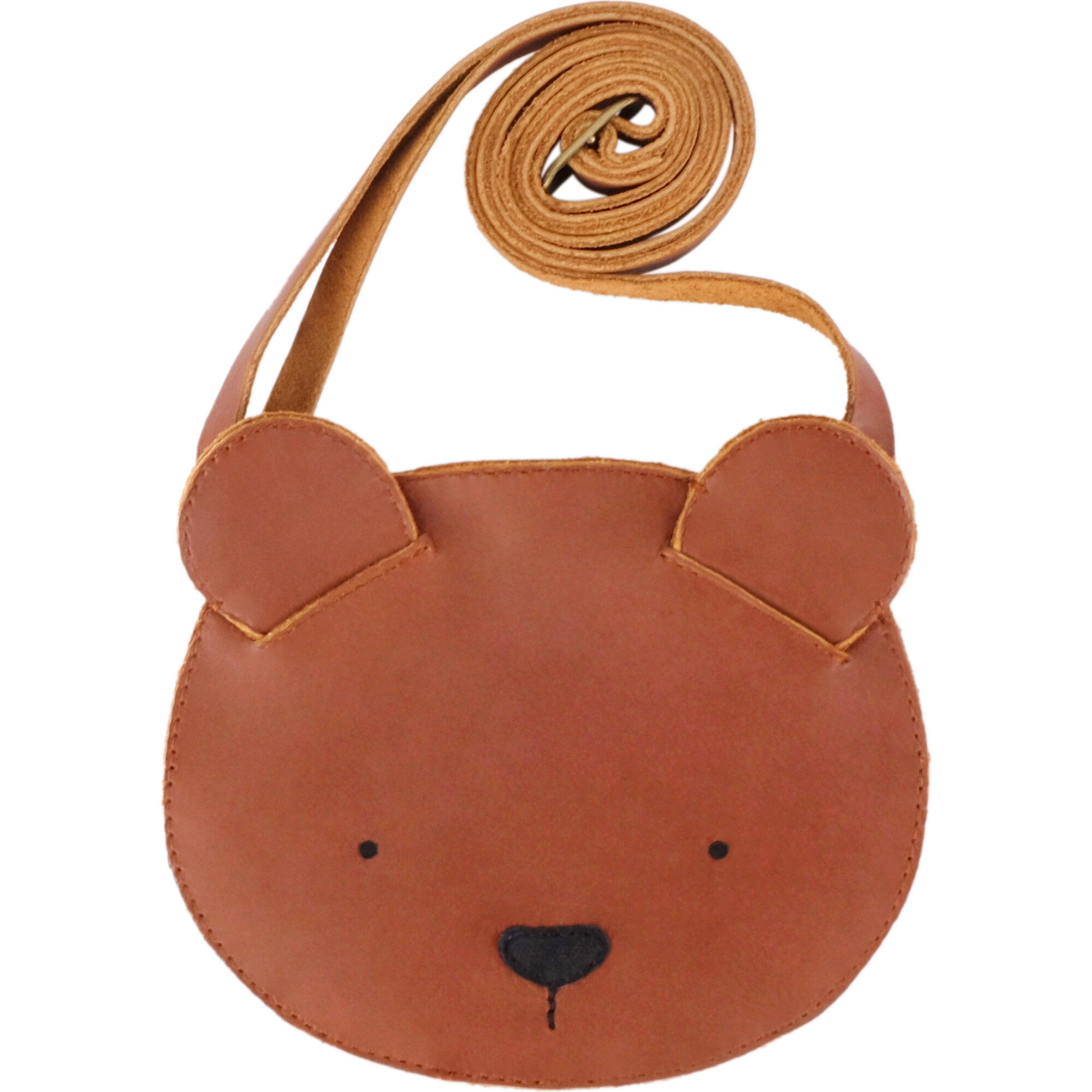 Britta Classic Bear Leather Purse, Cognac | Maisonette
